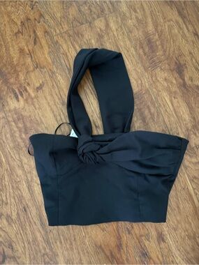 Zara Black Knot-Front Crop Top